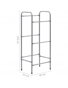 Supporto con Ripiani per 3 Casse Argento 50x33x116 cm Acciaio
