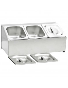 Supporto Gastronorm con 3 Contenitori GN 1/6 in Acciaio Inox