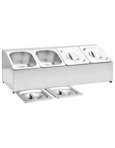 Supporto Gastronorm con 4 Contenitori GN 1/6 in Acciaio Inox