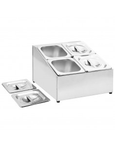 Supporto Gastronorm con 4 Contenitori GN 1/6 in Acciaio Inox