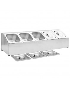 Supporto Gastronorm con 5 Contenitori GN 1/6 in Acciaio Inox