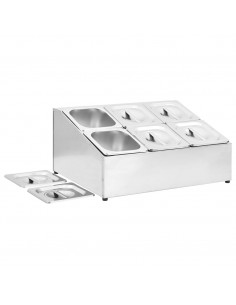 Supporto Gastronorm con 6 Contenitori GN 1/6 in Acciaio Inox
