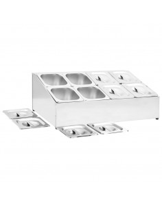 Supporto Gastronorm con 8 Contenitori GN 1/6 in Acciaio Inox