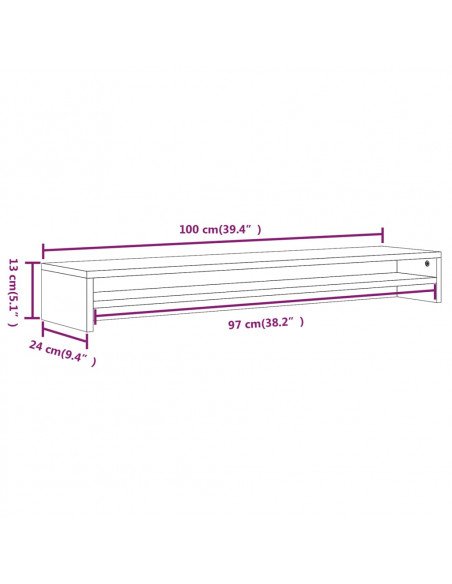 Supporto Monitor Grigio Sonoma 100x24x13cm in Legno Multistrato