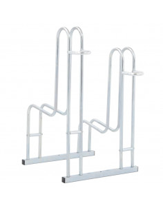 Supporto per 2 Bici da Pavimento Autoportante Acciaio Zincato