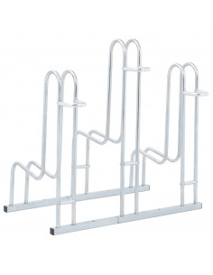 Supporto per 3 Bici da Pavimento Autoportante Acciaio Zincato