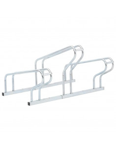 Supporto per 3 Bici da Pavimento Autoportante Acciaio Zincato