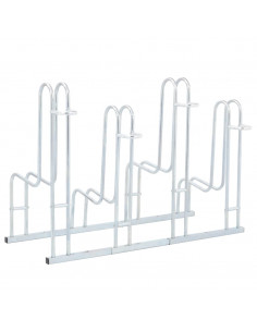 Supporto per 4 Bici da Pavimento Autoportante Acciaio Zincato