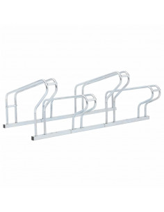 Supporto per 4 Bici da Pavimento Autoportante Acciaio Zincato