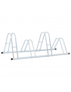 Supporto per 4 Bici da Pavimento Autoportante Acciaio Zincato