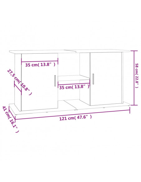 Supporto per Acquario 121x41x58 cm in Legno Multistrato Nero