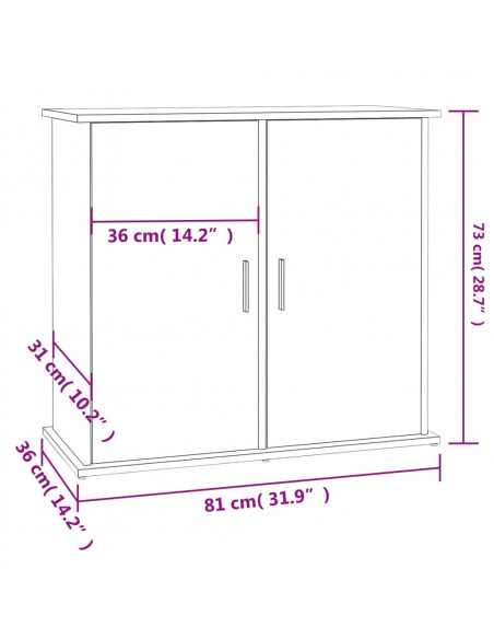 Supporto per Acquario 81x36x73 cm in Legno Multistrato Nero