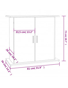 Supporto per Acquario Bianco 81x36x73 cm in Legno Multistrato