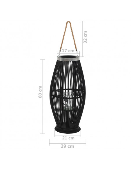 Supporto per Lanterna a Sospensione in Bambù 60 cm Nero