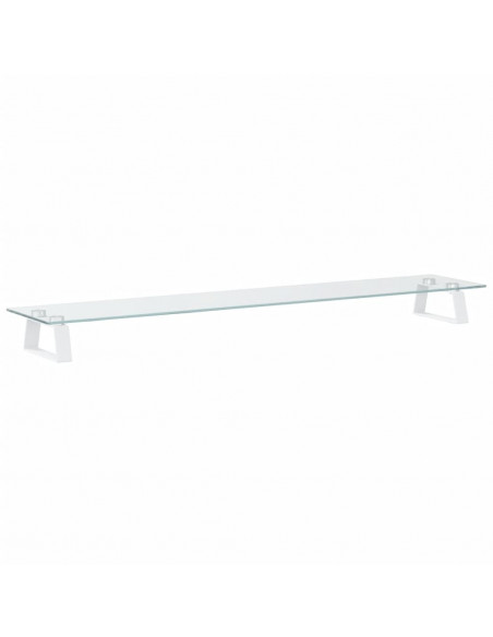 Supporto per Monitor Bianco 100x20x8cm Vetro Temperato Metallo