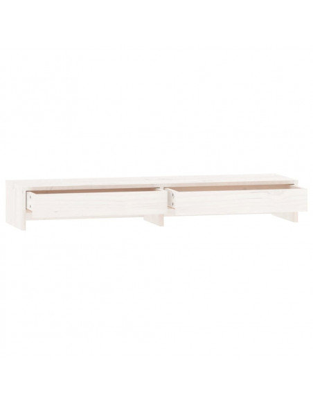 Supporto per Monitor Bianco 100x27x15 cm Legno Massello di Pino