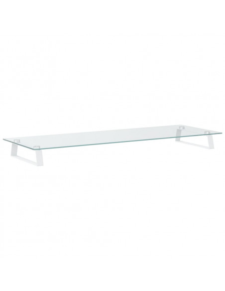 Supporto per Monitor Bianco 100x35x8cm Vetro Temperato Metallo