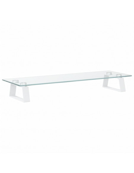 Supporto per Monitor Bianco 60x20x8cm Vetro Temperato e Metallo
