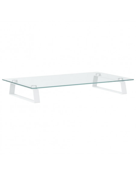 Supporto per Monitor Bianco 60x35x8cm Vetro Temperato e Metallo