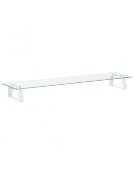 Supporto per Monitor Bianco 80x20x8cm Vetro Temperato e Metallo