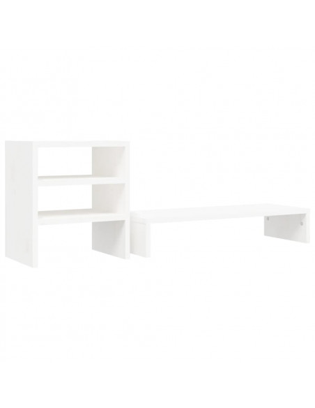 Supporto per Monitor Bianco 81x20x30 cm Legno Massello di Pino