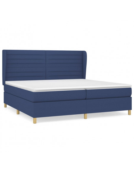Giroletto a Molle con Materasso Blu 200x200 cm in Tessuto