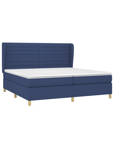 Giroletto a Molle con Materasso Blu 200x200 cm in Tessuto