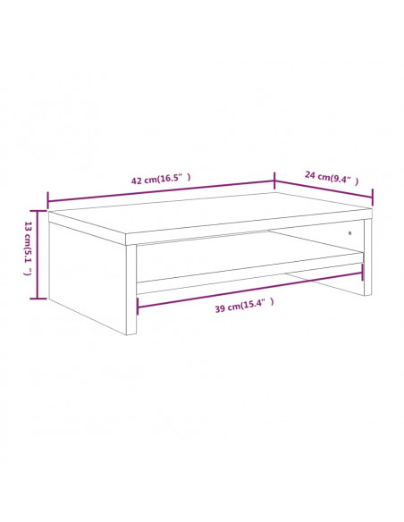 Supporto per Monitor Grigio Sonoma 42x24x13cm Legno Multistrato