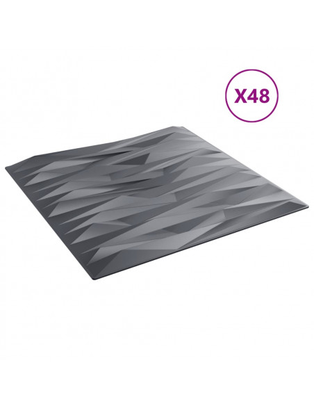 Pannelli Murali 48 pz Grigi 50x50 cm XPS 12 m² Pietra