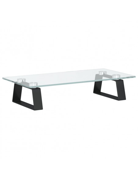 Supporto per Monitor Nero 40x20x8cm Vetro Temperato e Metallo