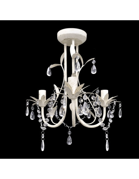 Lampadari con Pendenti in Cristallo 2 pz Bianco Elegante