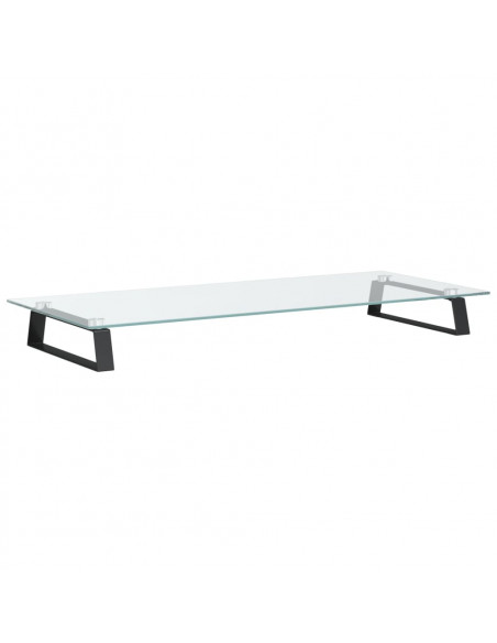Supporto per Monitor Nero 80x35x8cm Vetro Temperato e Metallo