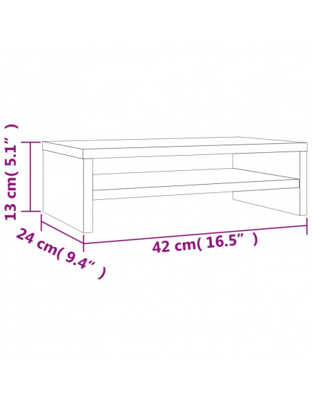Supporto per Monitor Rovere Fumo 42x24x13 cm Legno Multistrato