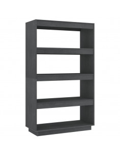Libreria/Divisorio Grigio 80x35x135 cm Legno Massello di Pino 2