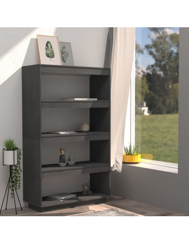 Libreria/Divisorio Grigio 80x35x135 cm Legno Massello di Pino