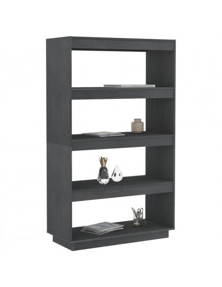Libreria/Divisorio Grigio 80x35x135 cm Legno Massello di Pino