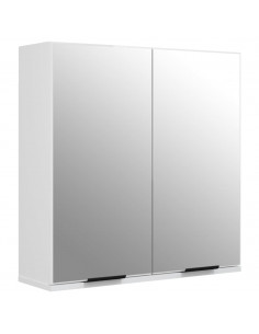 Armadietto a Specchio da Bagno Bianco Lucido 64x20x67 cm 2