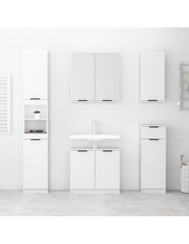 Armadietto a Specchio da Bagno Bianco Lucido 64x20x67 cm