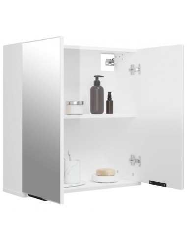 Armadietto a Specchio da Bagno Bianco Lucido 64x20x67 cm