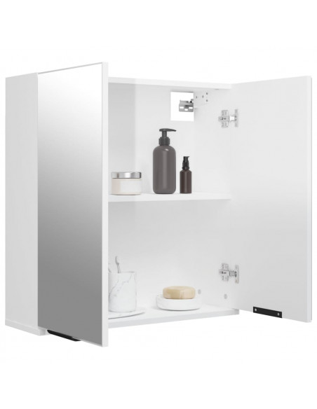 Armadietto a Specchio da Bagno Bianco Lucido 64x20x67 cm