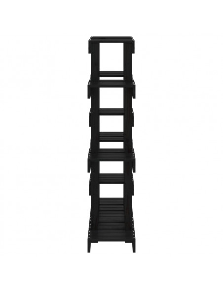 Supporto per Piante Nero 104,5x25x109,5 cm Legno Massello Pino