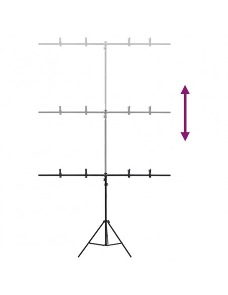 Supporto per Sfondo a T Nero 151x60x(70-200) cm