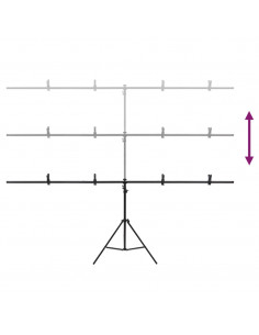 Supporto per Sfondo a T Nero 201x60x(70-200) cm