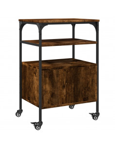 Supporto Stampante 3 Livelli Rovere Fumo 50x40x76cm Multistrato