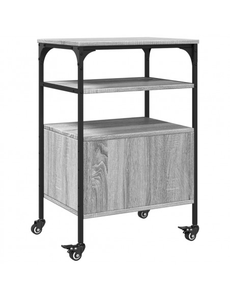 Supporto Stampante 3 Piani Grigio Sonoma 50x40x76cm Multistrato
