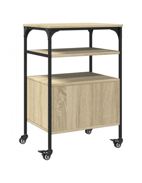 Supporto Stampante 3 Piani Rovere Sonoma 50x40x76cm Multistrato