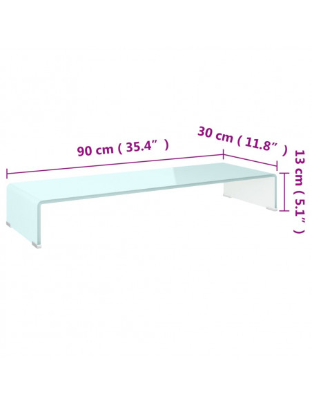 Supporto TV / Rialzo Monitor in Vetro Verde 90x30x13 cm