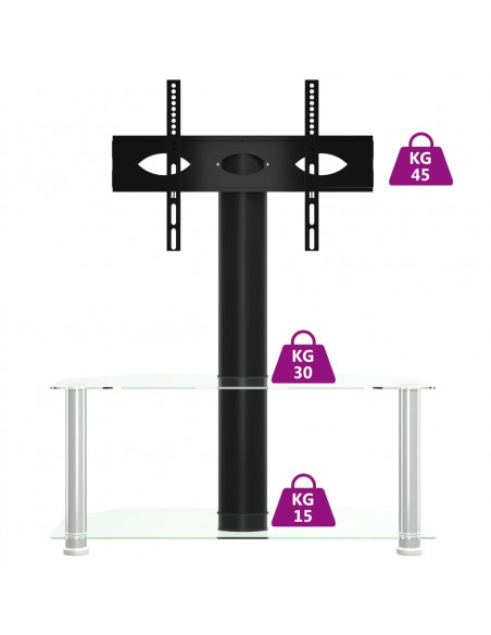 Supporto TV Angolare 2 Livelli per 32-70 Pollici Nero e Argento