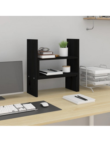Supporto Monitor Nero (39-72)x17x43 cm Legno Massello di Pino