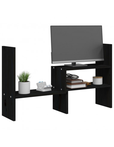 Supporto Monitor Nero (39-72)x17x43 cm Legno Massello di Pino